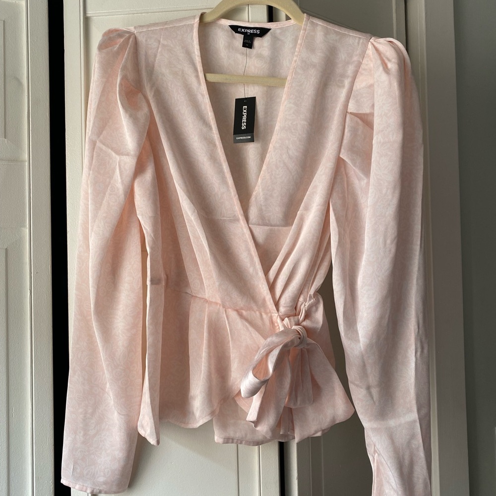 Light Pink Wrap Blouse - Express